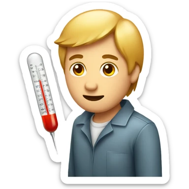 man, fever, high temperature thermometer sticker