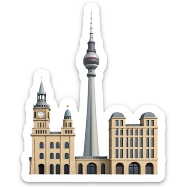 berlin television tower versus big ben tower sticker