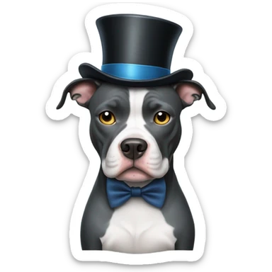 Blue pitbull standing up with a top hat and monocle  sticker