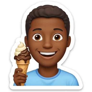 black man eats ice cream  sticker