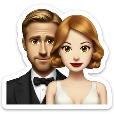 Ryan gosling and Emma stone on Gangster squad sticker