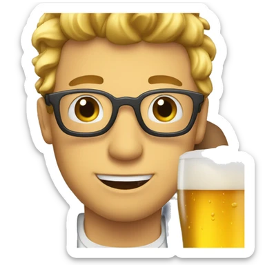 White guy drinking a beer while riding on a plane sticker