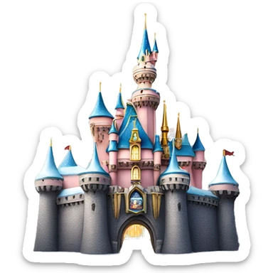 Disneyland castle with sparkly snow on roof sticker