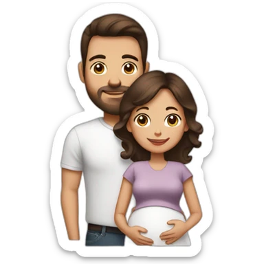 Husband and pregnant wife dark brown haircut sticker