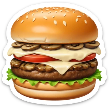 Burger with Swiss cheese, mushrooms, carmelized onions, and truffle aioli  sticker