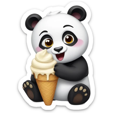 Panda eating ice cream sticker