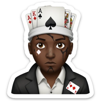 He Shot bullet on his head gangsta poker face sticker