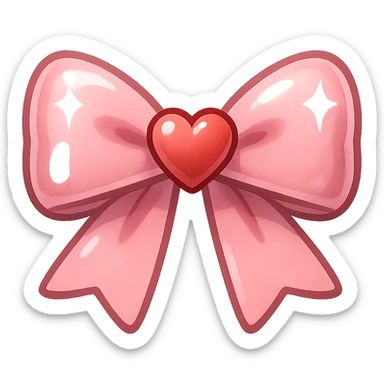 new bow emoji, cute and shiny, with a heart accent sticker