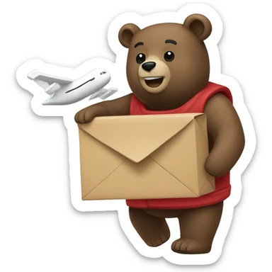 Kanye bear flying and holding a mailbox sticker