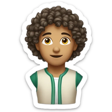 young morocan with curly hair but not much sticker