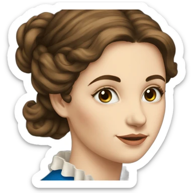 The folk french woman writing, blue eyes, brown hair, 18th century sticker