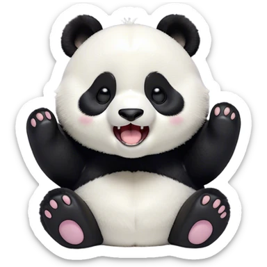 Cinematic Cute Yawning Panda Portrait Emoji, Head tilted slightly with a dramatic, wide-open yawn, showcasing a soft, plush black and white Fur with droopy ears, round eyes barely open in drowsy contentment, Simplified yet irresistibly adorable features, highly detailed, glowing with a soft, cozy glow, high shine, relaxed yet expressive, stylized with a touch of gentle whimsy, bright and endearing, soft glowing outline, capturing the essence of a sleepy yet affectionate panda, so drowsy it feels like it could stretch right out of the screen and curl up for a nap! sticker