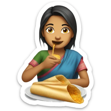 Nepali girl eating dosa sticker