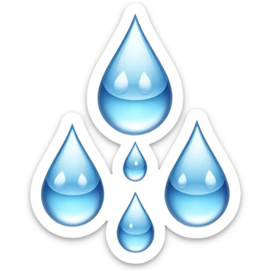 3 water droplets stack on top of each other vertically with two water droplets on the sides; 5 droplets total sticker