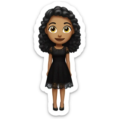 A tall girl with a black lace dress and black heels sticker