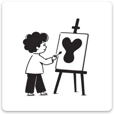 child painting with hand-drawn lines sticker