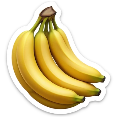Cinematic bright yellow banana, smooth peel with gentle curves, slightly ripened, stacked in a charming bunch, warm glowing background, soft and inviting. sticker