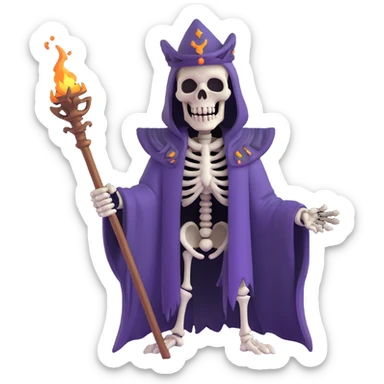undead skeleton overlord with magical staff sticker