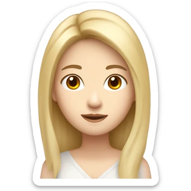 have small face, middle long blond hair white skin color asian woman, from shoulders, make only one emoji,  sticker