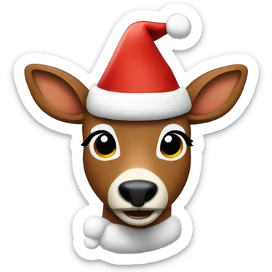 rudolph wearing a santa hat sticker