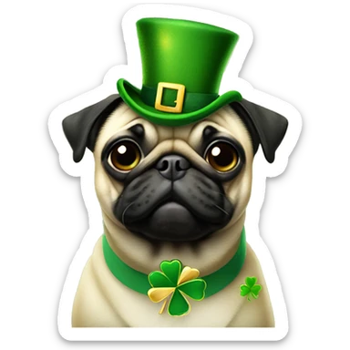 St Patrick’s day pug sticker