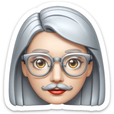 robotic woman with glasses mustache  sticker