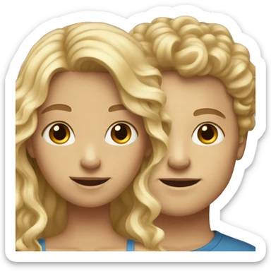 blonde girl with white boy with curly brown hair sticker
