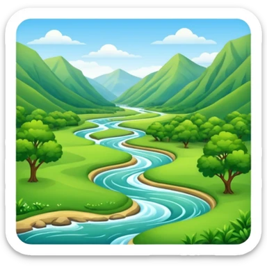 summer valley with a river sticker