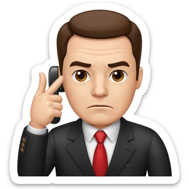 boss on a phone call, giving a thumbs down sticker