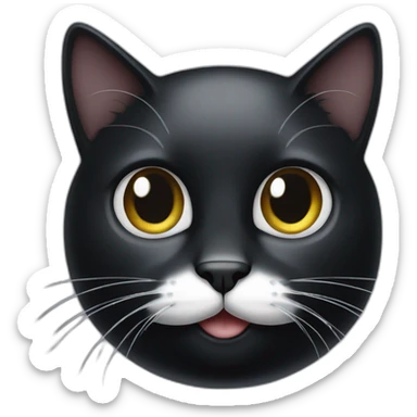 Black cat with white moustache and white chest sticker