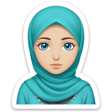 Turkish beautiful finish Konya girl blue eyes with hijab and turquoise stone dress sticker