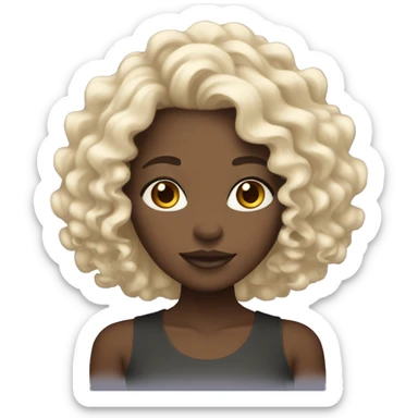 Black girl with deep skin tone with platinum blonde curly hair  sticker