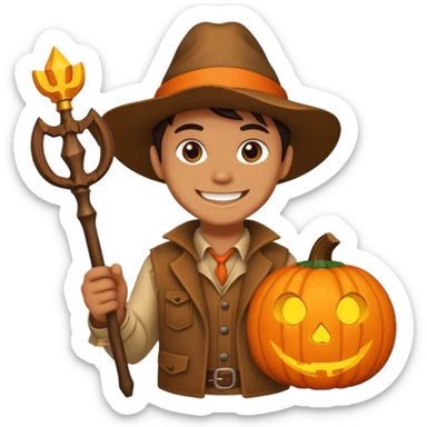Hunter With Jack o Lantern, with wand sticker