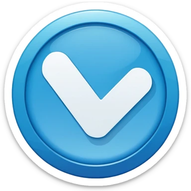 Create a high quality 2D emoji-style verification badge similar to Facebook/Meta style.
Flat design, clean smooth edges, bold and crisp colors, no gradients or minimal gradient only for polish.
A blue circular badge with a white check mark inside. Simple, vector-like, high resolution.
 sticker