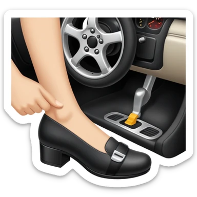 foot pressing brake pedal in car sticker