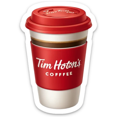 Tim Hortons coffee, it should be red cup with white write writing " Tim Hortons" and a White lid make it a large sticker