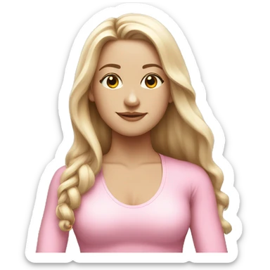 yoga white girl pink suit long hair sticker