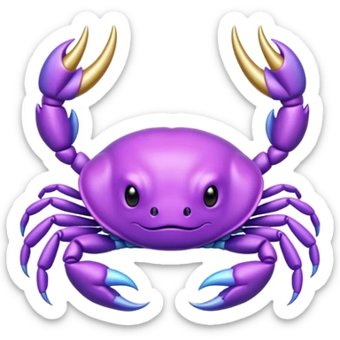 a purple crab with a unicorn horn sticker