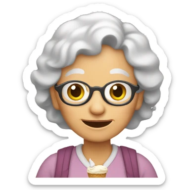 Old lady carrying ice cream sticker
