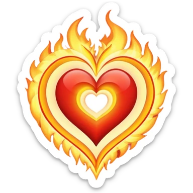 heart spiral and fire sticker