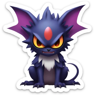 Edgy Cool Kawaii Litten-Noivern-Noibat-Absol-Pokémon Full Body sticker