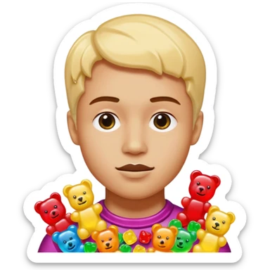 person made of candy, with accessories from candy sticker