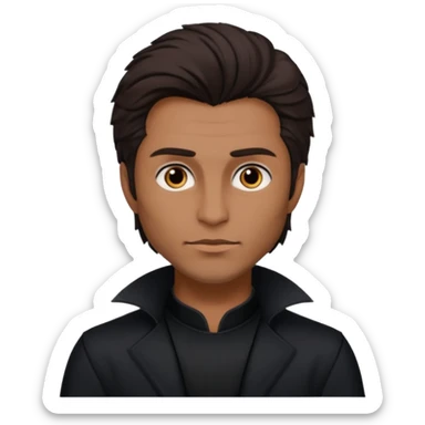 Shadow Moon (Male) from American Gods with tan skin, dark brown hair, black outfit sticker