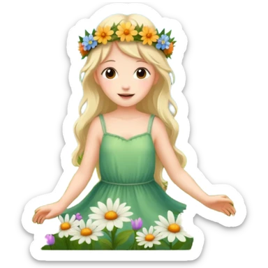 Fairy frolicking in a field sticker