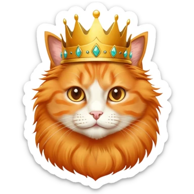 Pure Orange Cat with crown sticker