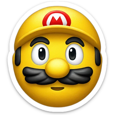 yellow emoji dressed as mario bros sticker