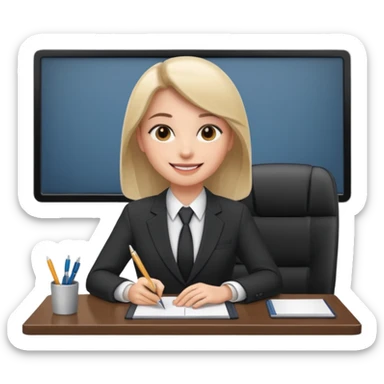 une image de 3/4 avec un recruteur à son bureau APS DE FACE DE 3/4 sticker