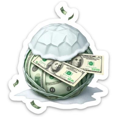 Snow ball with dollar bills  sticker