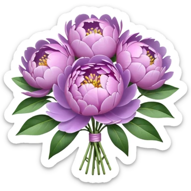 pastel lilac bouquet of peonies with shiny petals sticker
