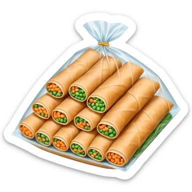 Thai spring rolls in a zipper bag, ready for the freezer
- the spring rolls should not be too orange, their colour should be like dough
- arrange them in two rows of five spring rolls inside the zipper bag sticker
